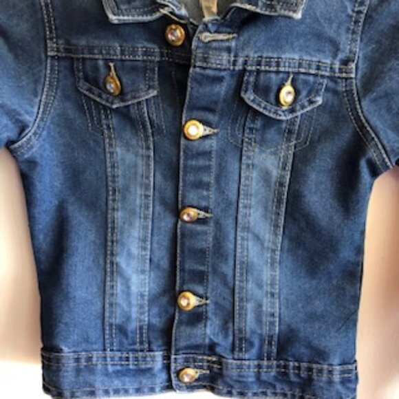 ONE STEP UP Crystal Gold Button Denim Jean Jacket Size 7/8 - Picture 3 of 15
